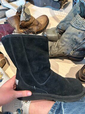 Zip up black ugg boots